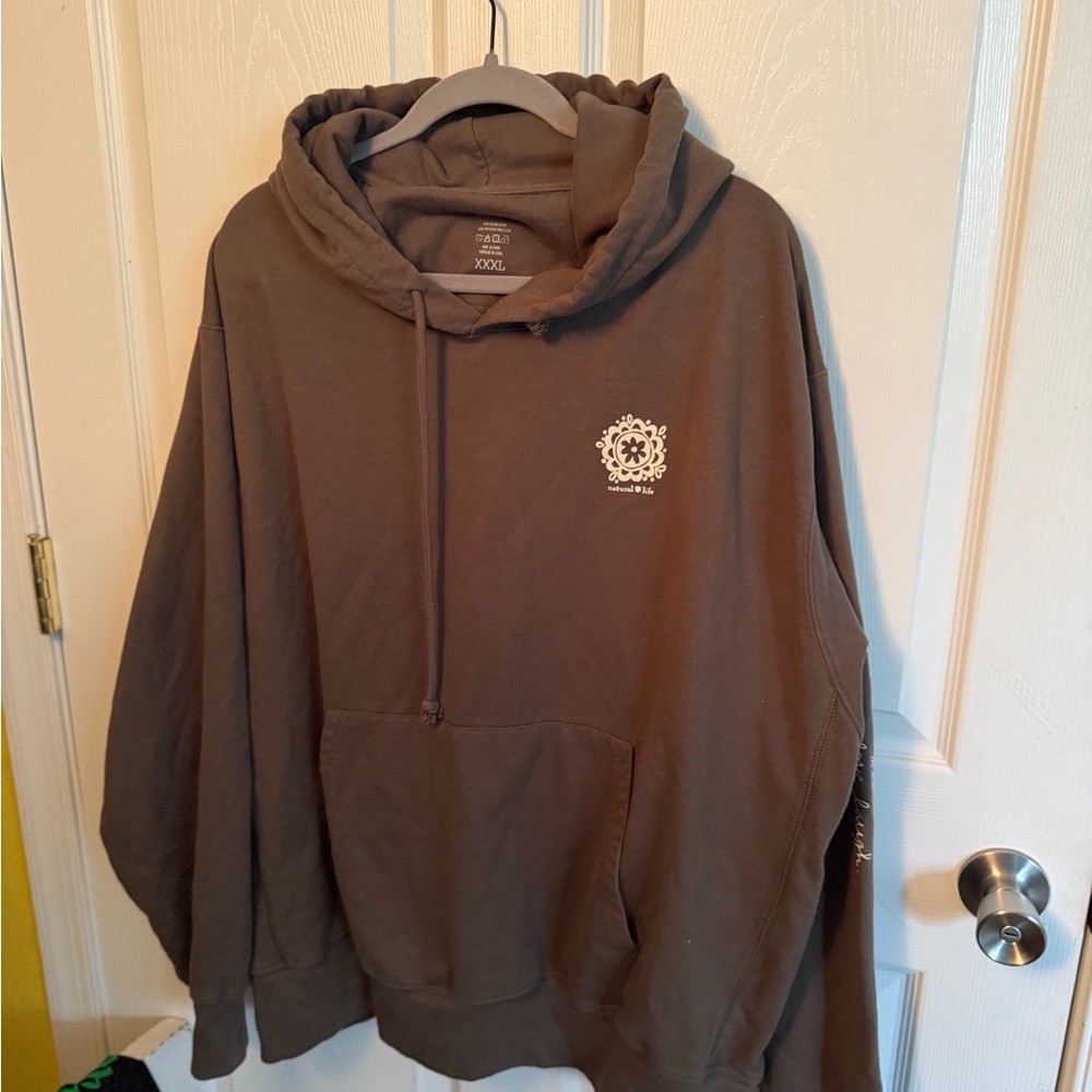 Used NATURAL LIFE Olive Green hooded Sweatshirt